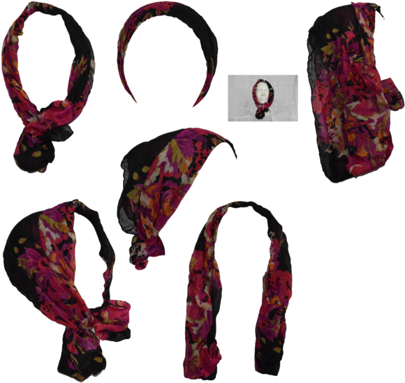 Floral Pattern Head Bandana Variations PNG Image