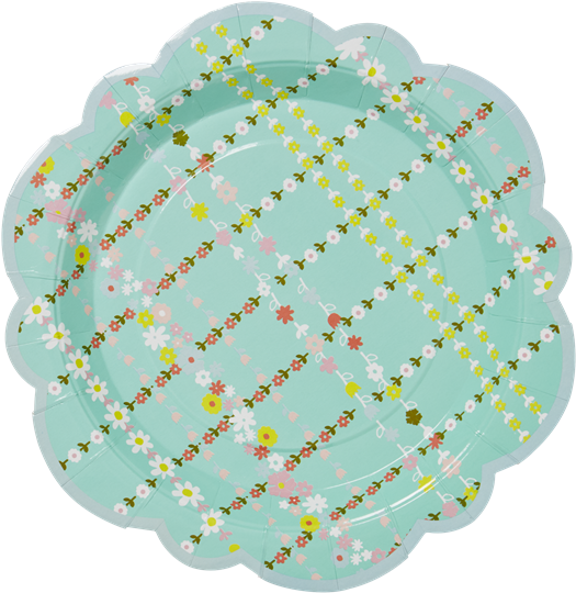 Floral Pattern Paper Plate PNG Image