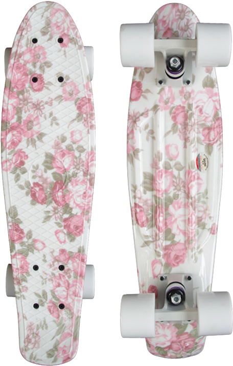 Floral Pattern Penny Skateboard PNG Image