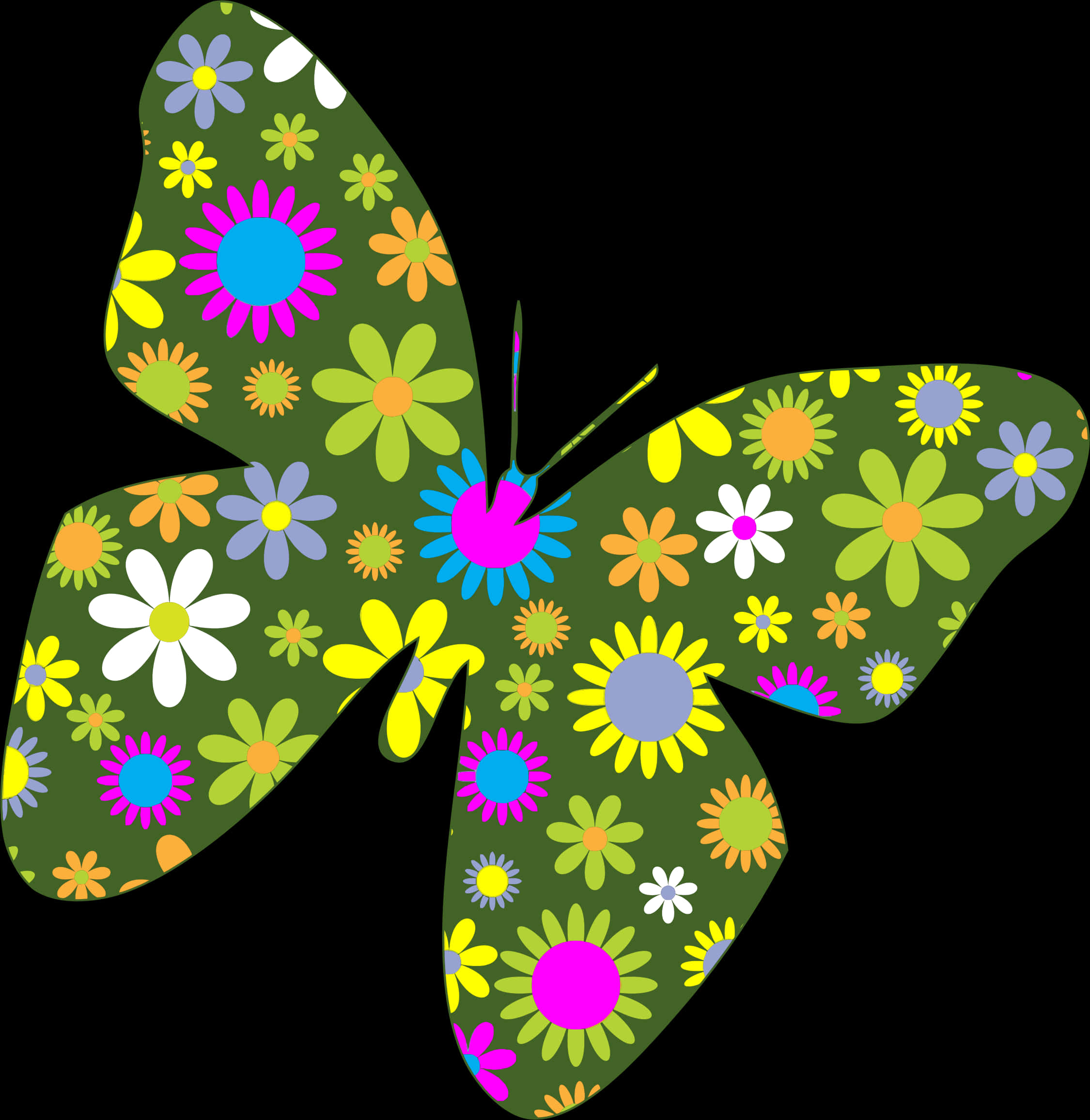 Floral Patterned Butterfly Illustration PNG Image