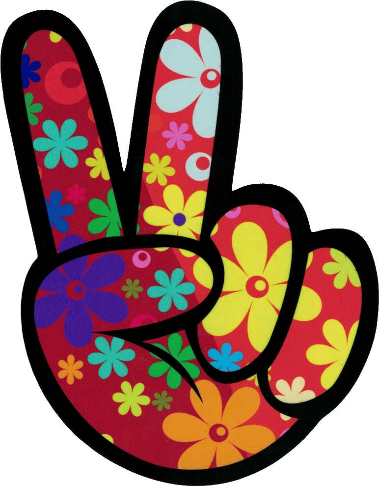 Floral Peace Sign PNG Image