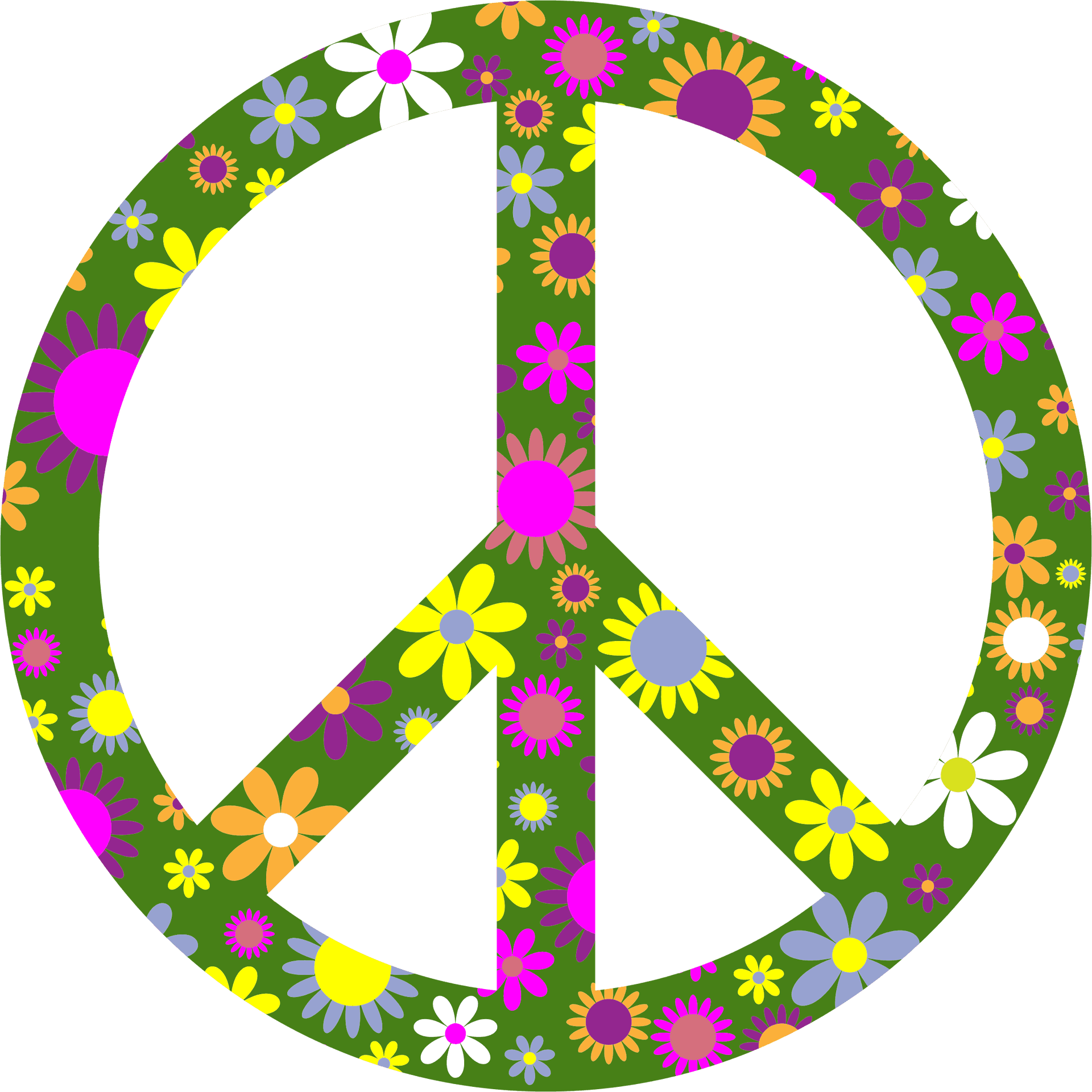 Floral Peace Symbol Graphic PNG Image