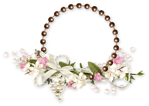 Floral_ Pearl_ Beaded_ Frame PNG Image