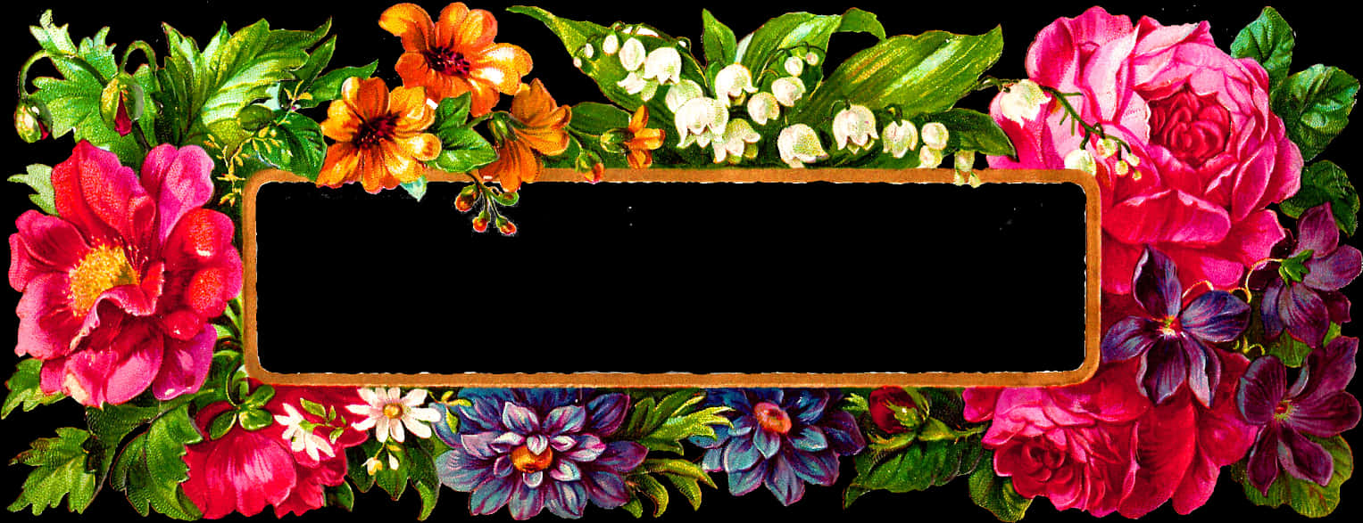 Floral Photo Frame Design PNG Image