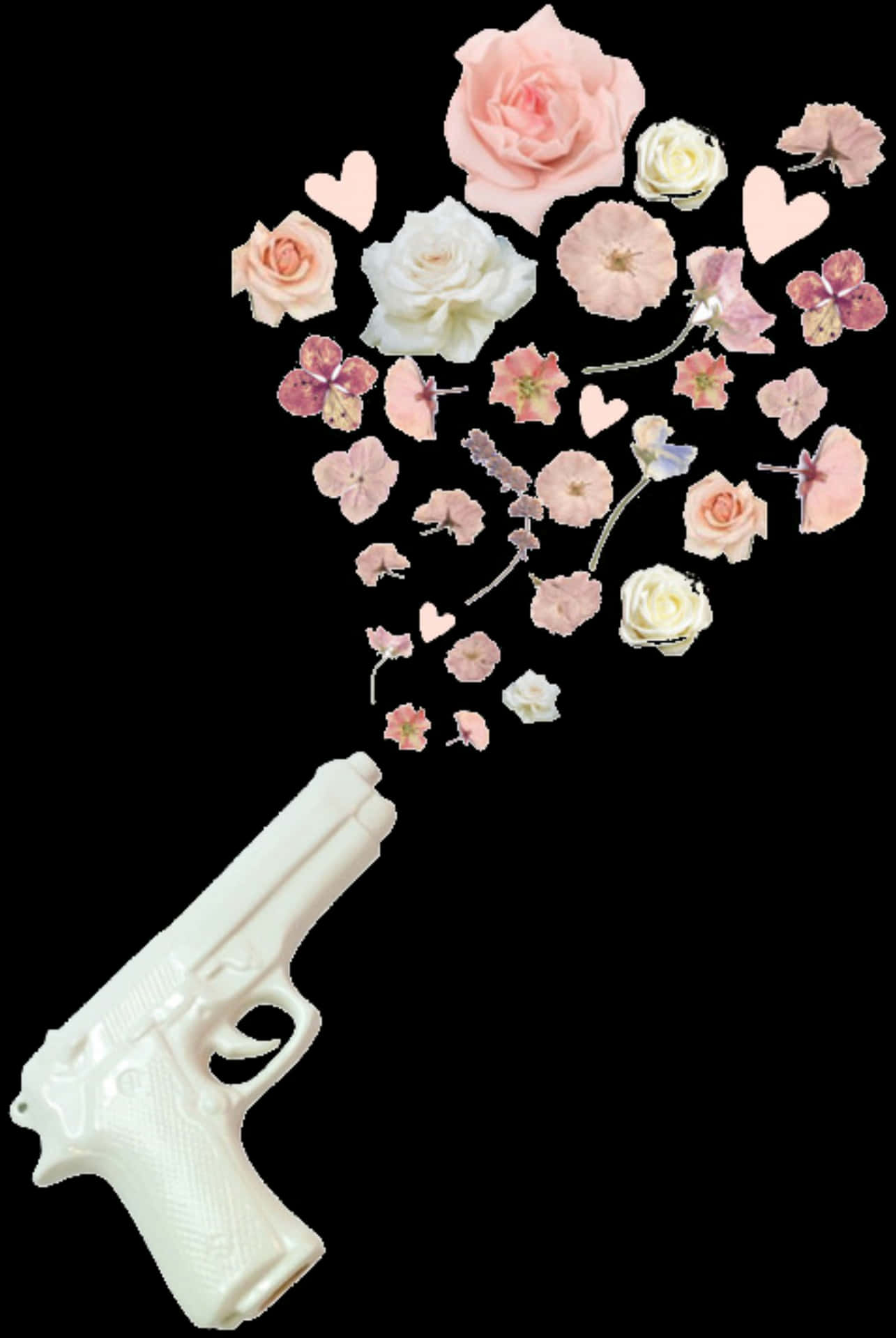 Floral Pistol Aesthetic PNG Image