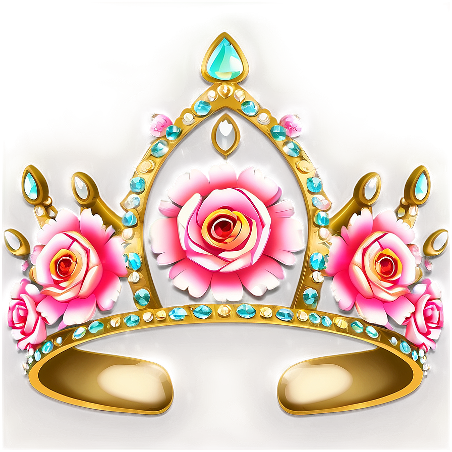 Floral Princess Crown Design Png Kar PNG Image