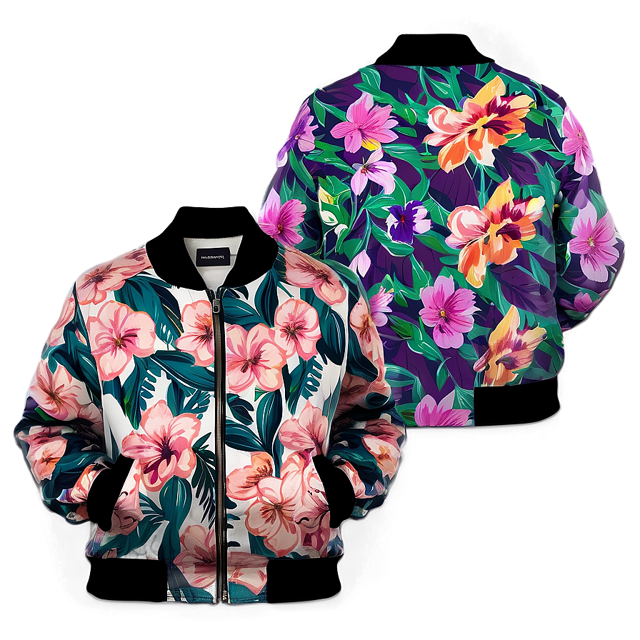 Floral Print Bomber Jacket Png Bvm PNG Image