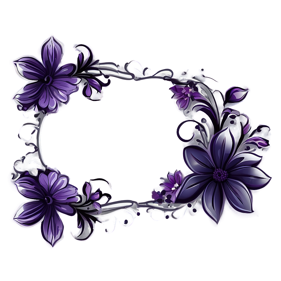 Floral Purple Frame Border Png Uxy88 PNG Image