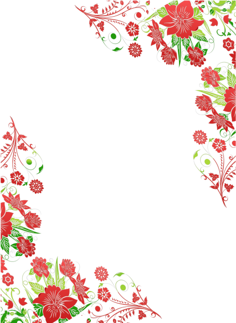 Floral Red Border Design PNG Image