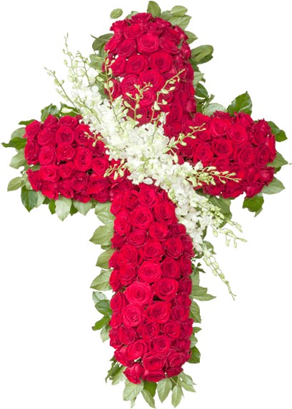 Floral Red Cross Design PNG Image