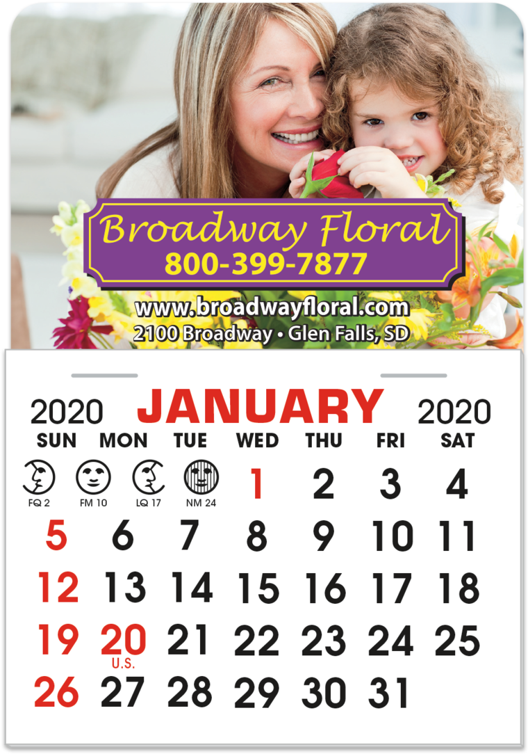 Floral Shop January Calendar Magnet2020 PNG Image