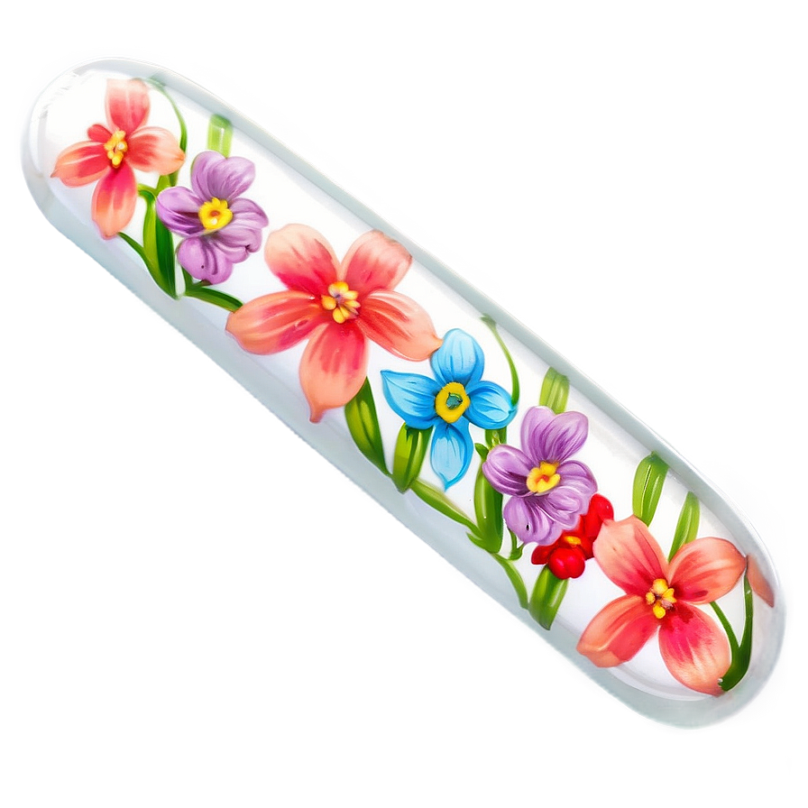 Floral Single Acrylic Nail Png 41 PNG Image