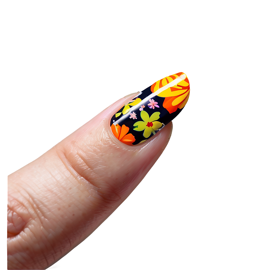 Floral Single Acrylic Nail Png 97 PNG Image