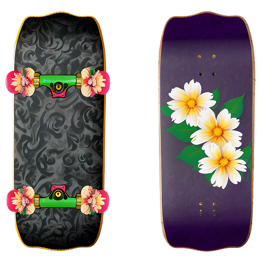 Floral Skateboard Deck Decoration Png 98 PNG Image