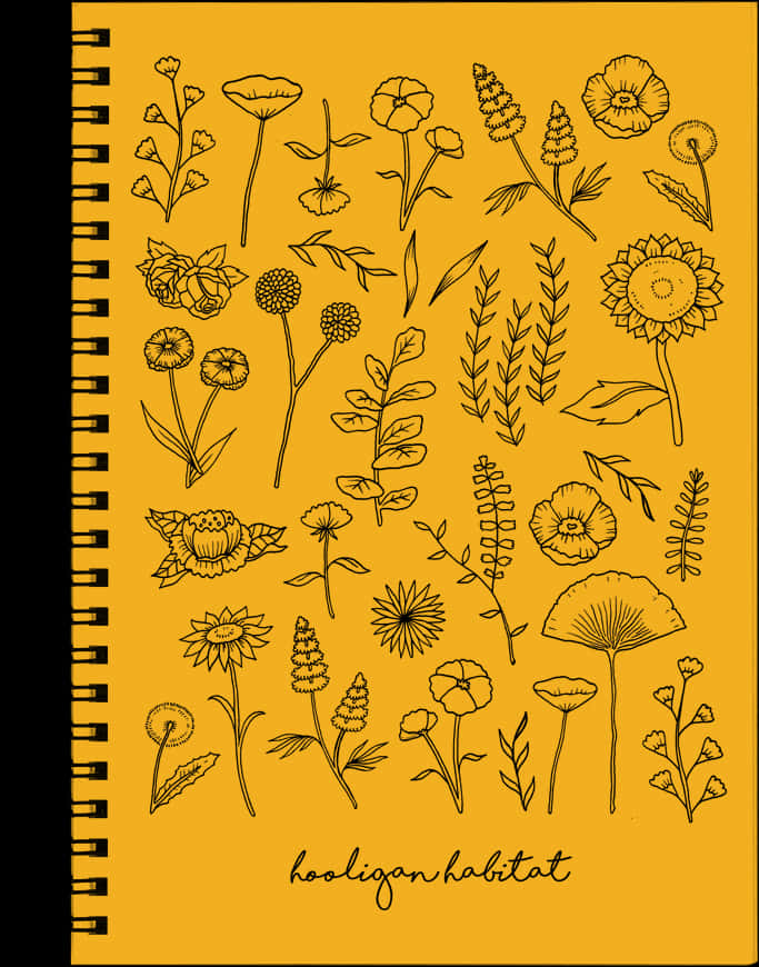 Floral Sketch Cover Notebook PNG Image