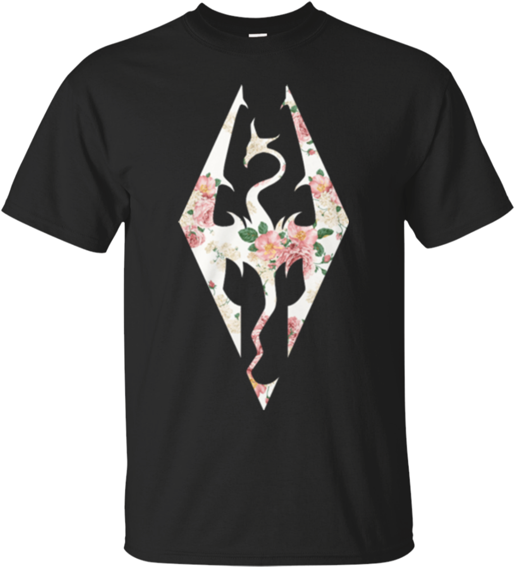 Floral Skyrim Logo T Shirt PNG Image