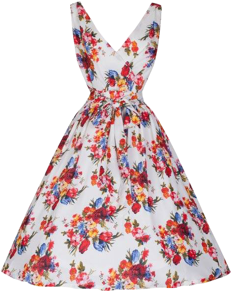 Floral Summer Dress Design PNG Image