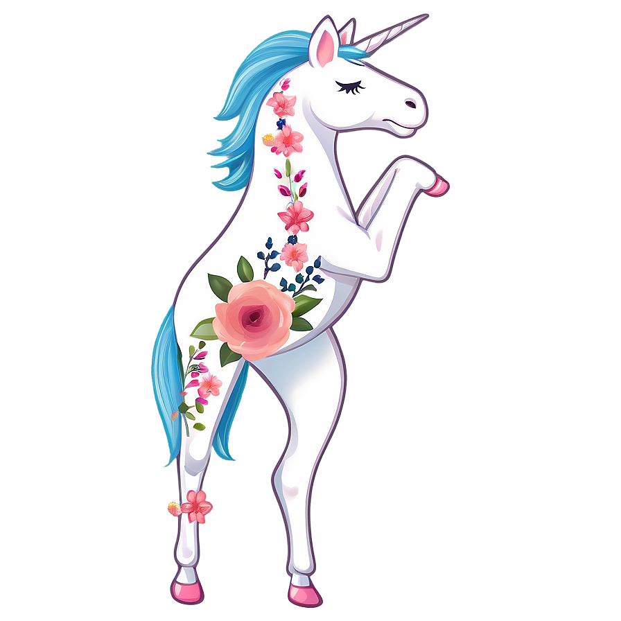 Floral Unicorn Clipart Png Bsc38 PNG Image