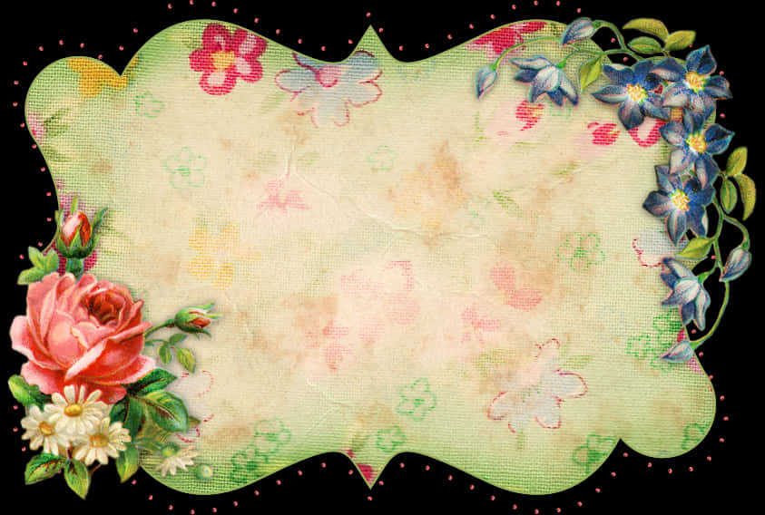 Floral Vintage Frame Design PNG Image