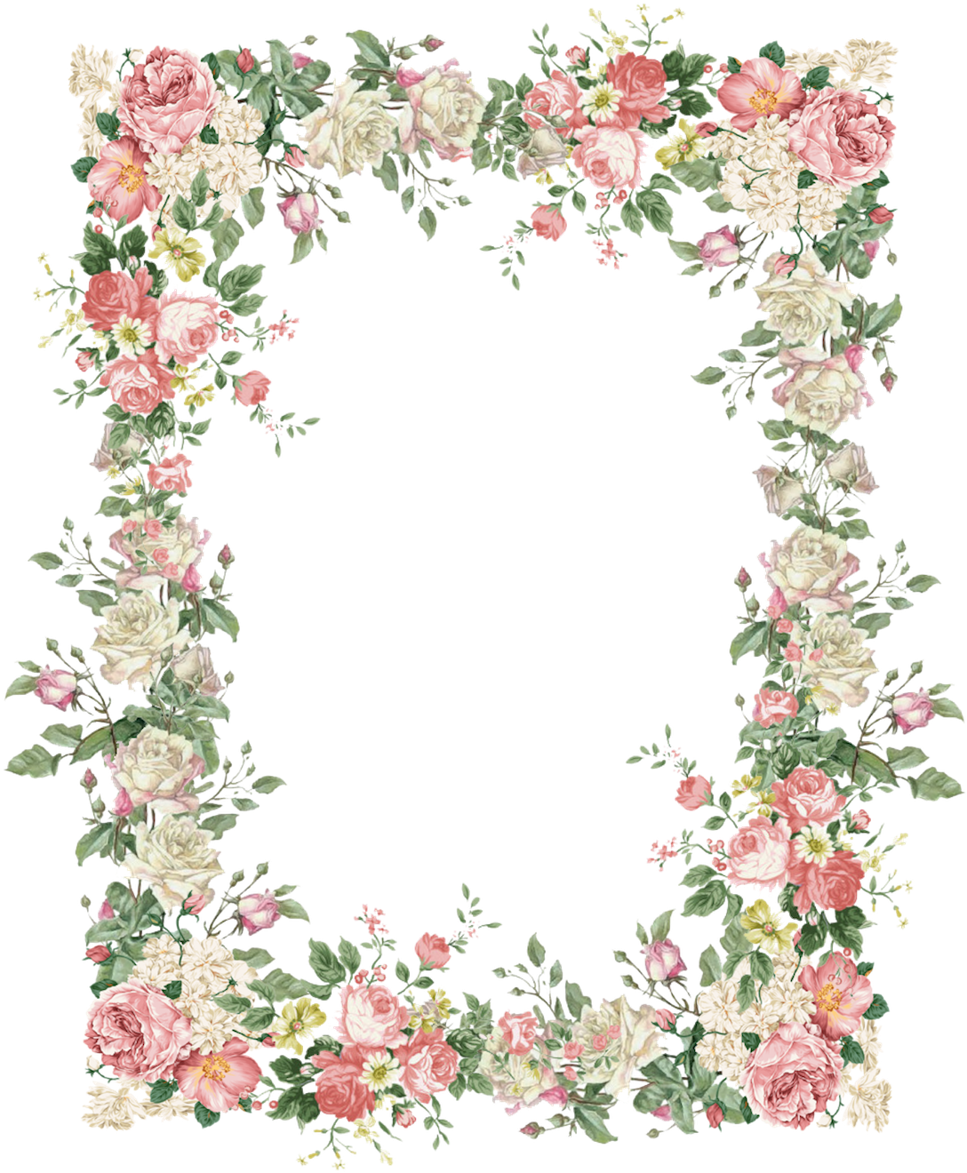 Floral Vintage Frame Design PNG Image