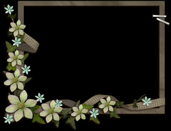 Floral Vintage Frame Design PNG Image