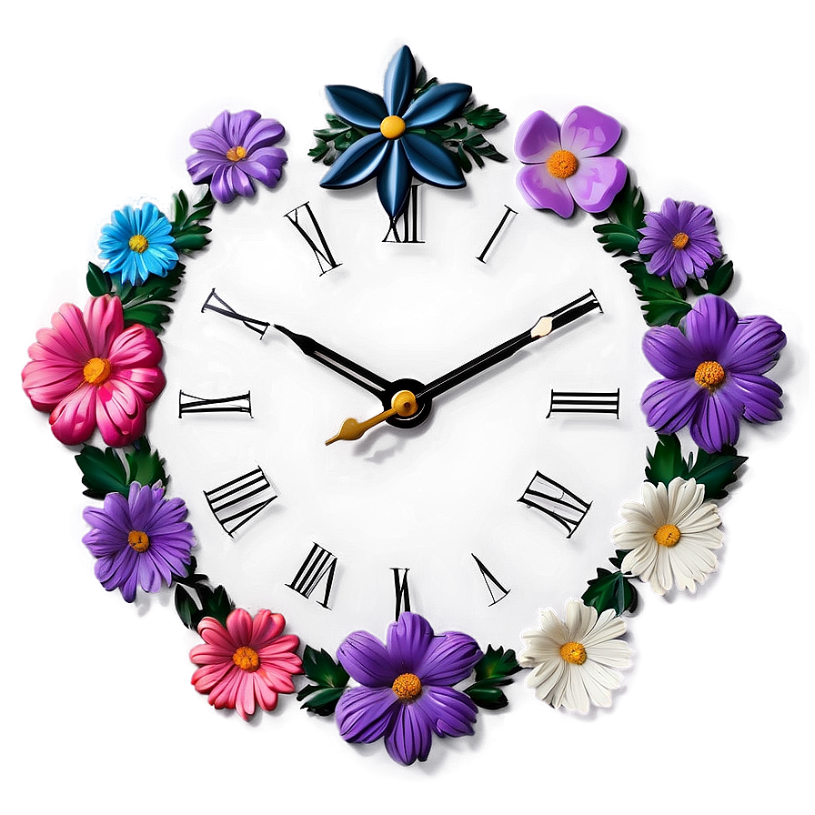 Floral Wall Clock Png 92 PNG Image