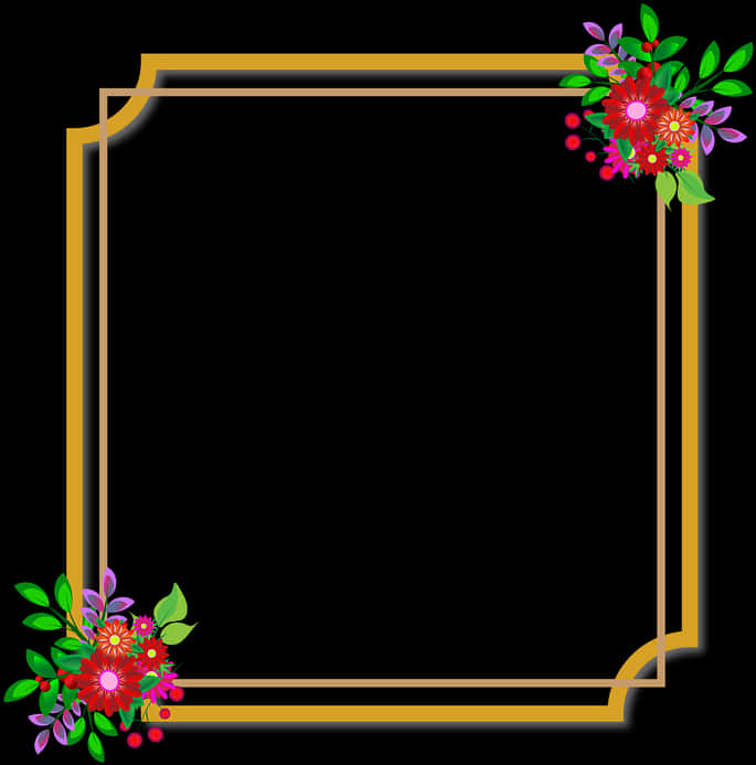 Floral Wedding Invitation Border Design PNG Image