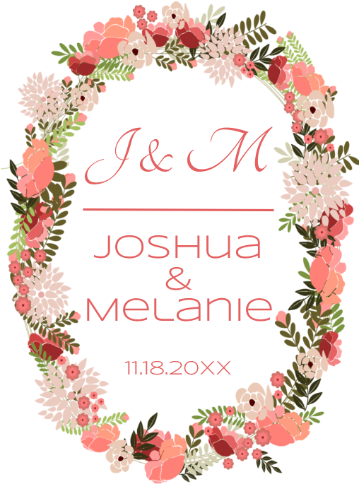 Floral Wedding Invitation Wreath PNG Image