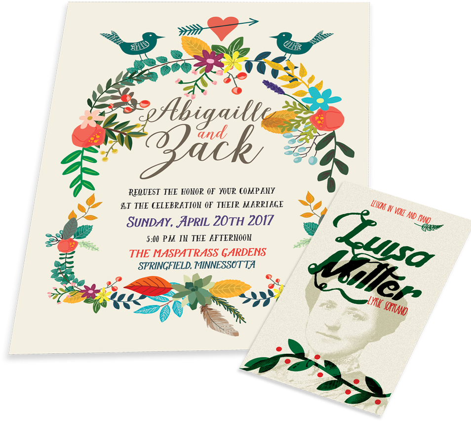 Floral Wedding Invitationand Response Card PNG Image