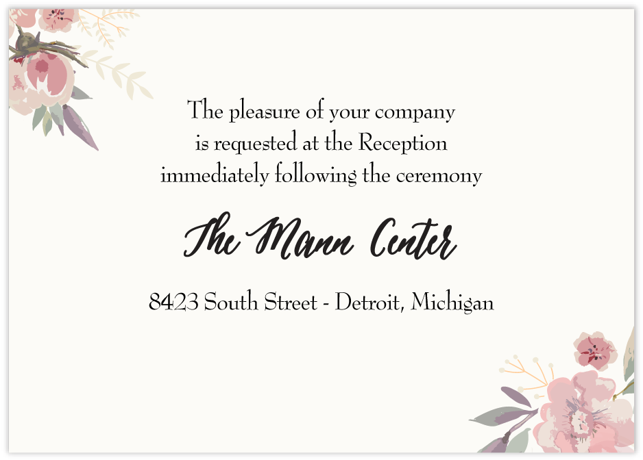 Floral Wedding Reception Invitation PNG Image