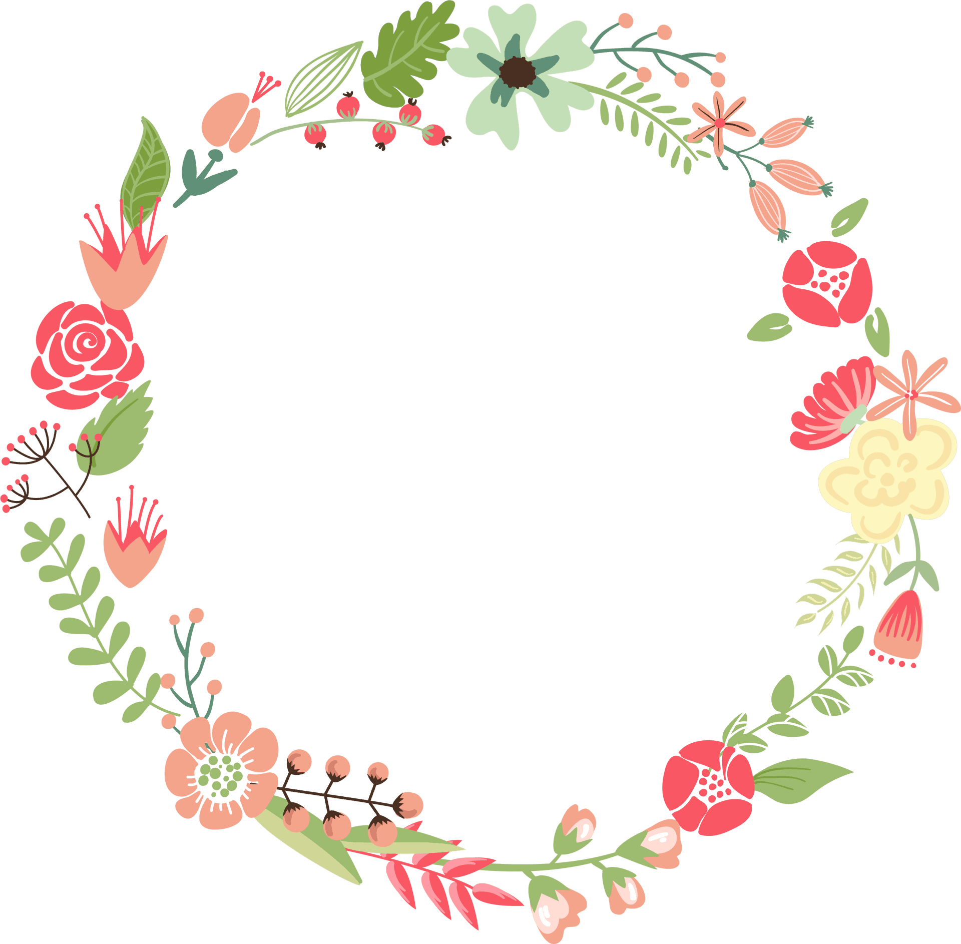 Floral Wreath Illustration PNG Image