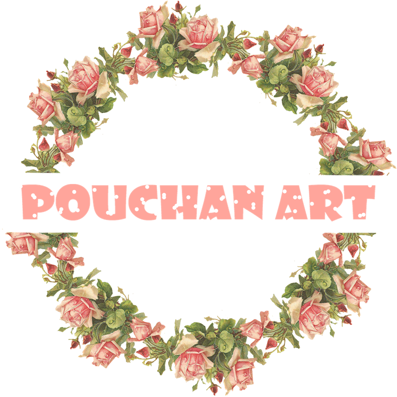 Floral Wreath Pouchan Art Logo PNG Image