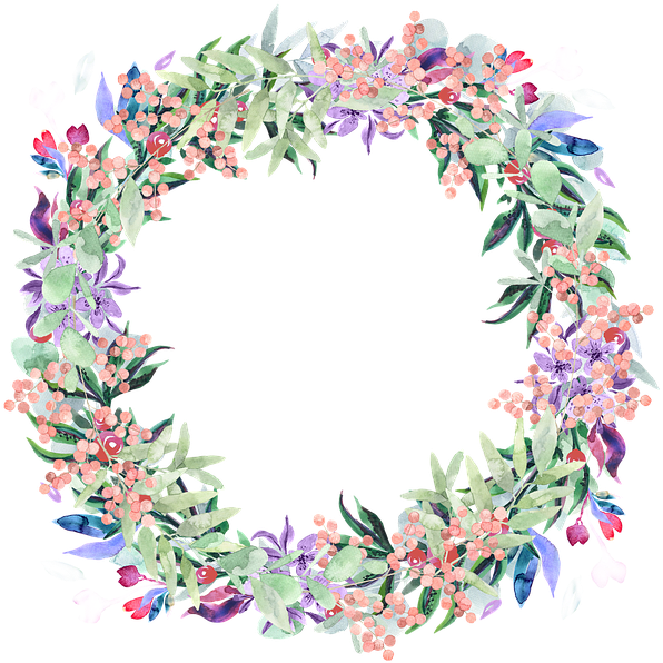 Floral Wreath Watercolor Design PNG Image