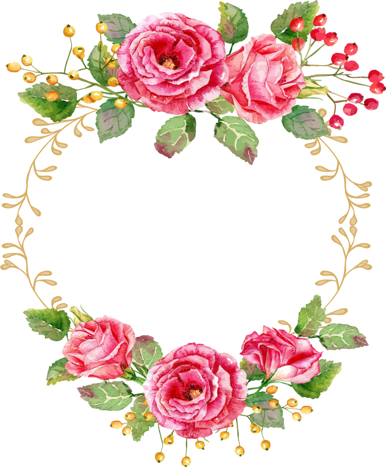 Floral Wreath Watercolor Design.png PNG Image