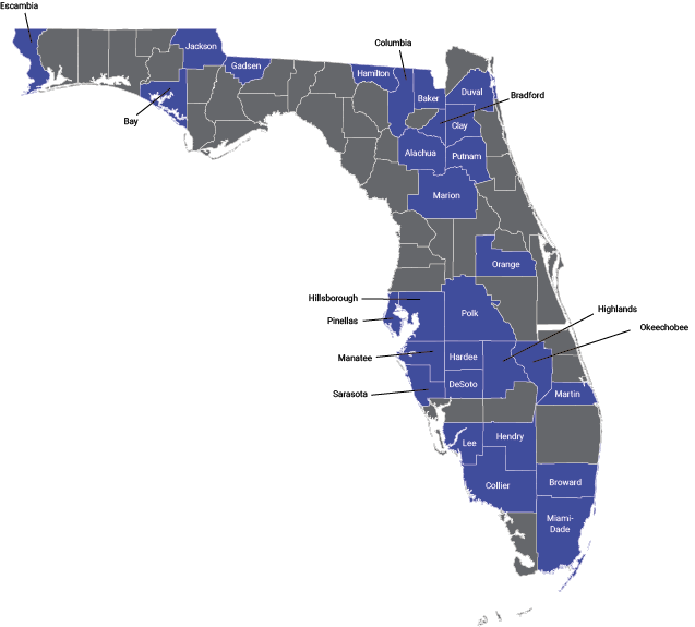 Florida Counties Economic Map PNG Image