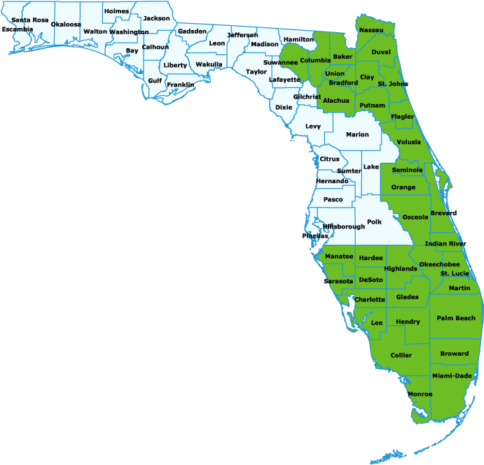 Florida Counties Map PNG Image