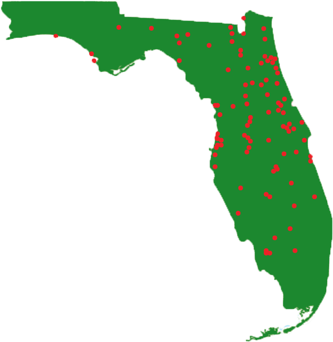 Florida Mapwith Red Dots PNG Image