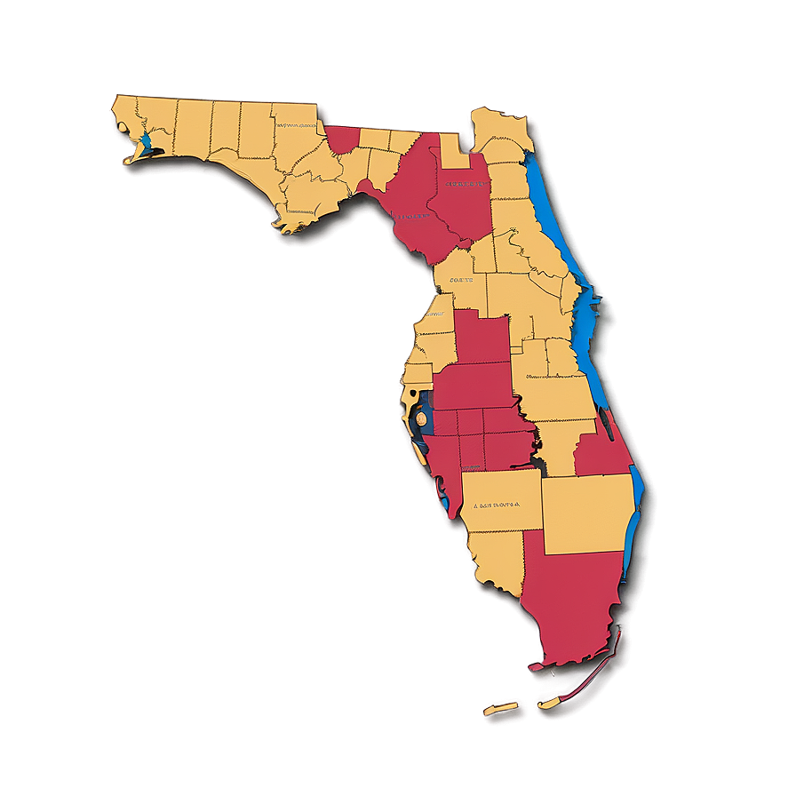 Florida Outline With Counties Png Orl7 PNG Image