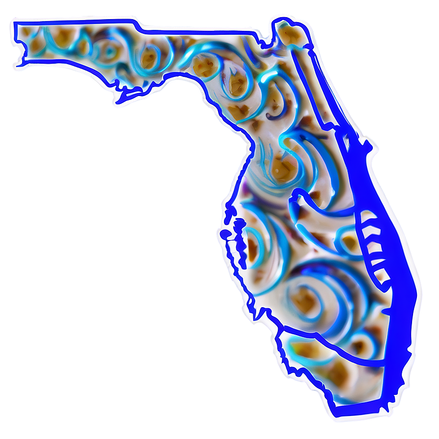 Florida Outline With Waves Png 38 PNG Image