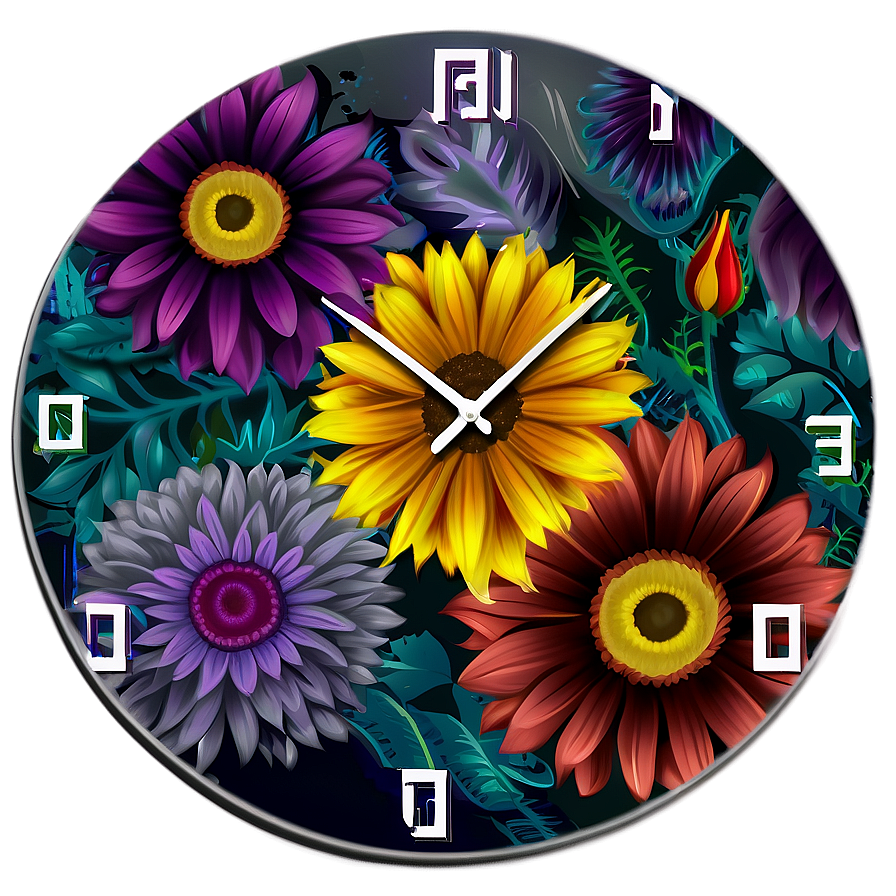 Flower Pattern Clock Png Gfl39 PNG Image