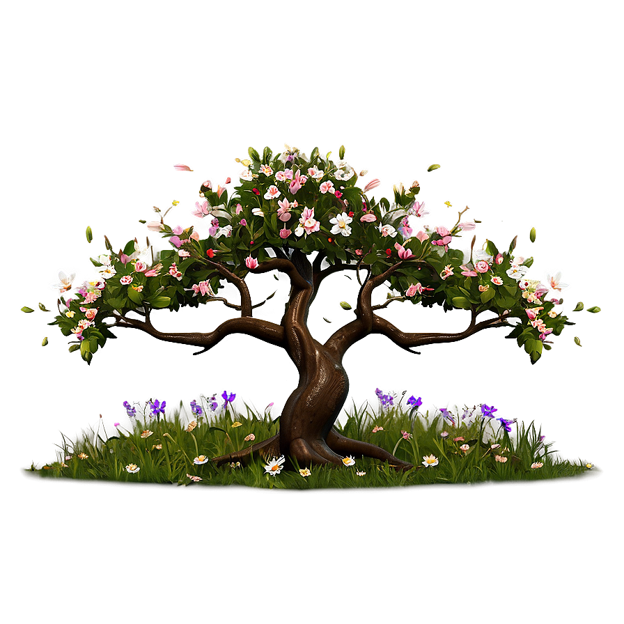 Flower Tree In Meadow Png Kgm PNG Image