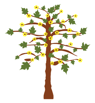 Flowering Tree Illustration PNG Image