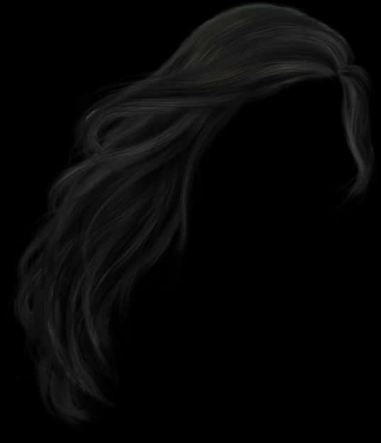 Flowing Black Hair Artwork PNG Image