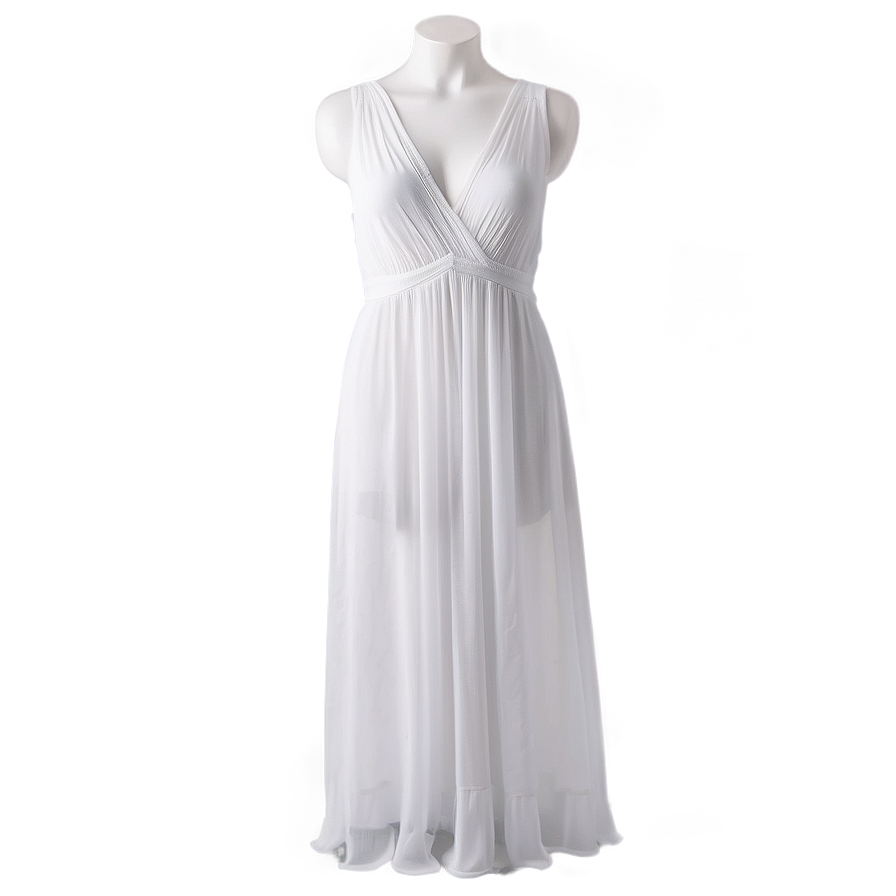 Flowy White Maxi Dress Png Vcr PNG Image