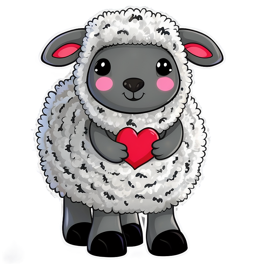 Fluffy Valentines Day Sheep Png Gmj PNG Image