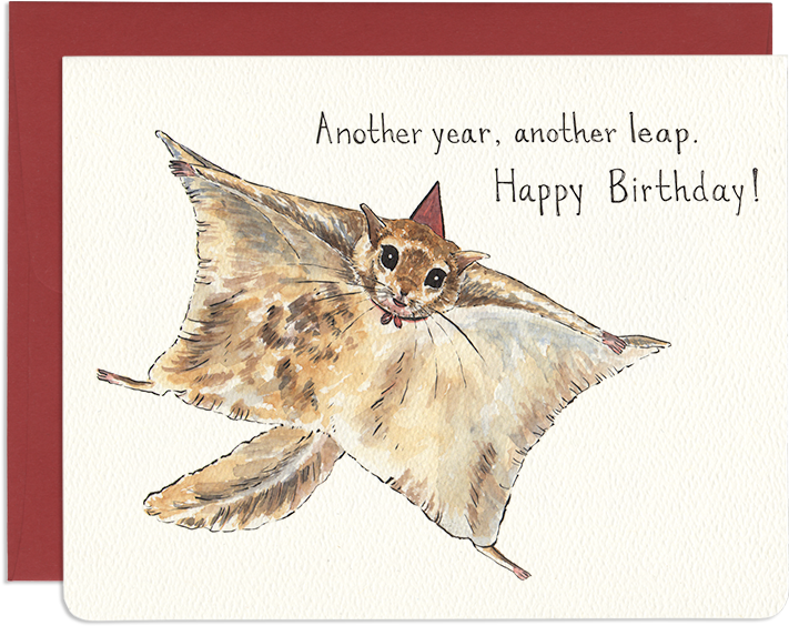 Flying Squirrel Birthday Card PNG Image