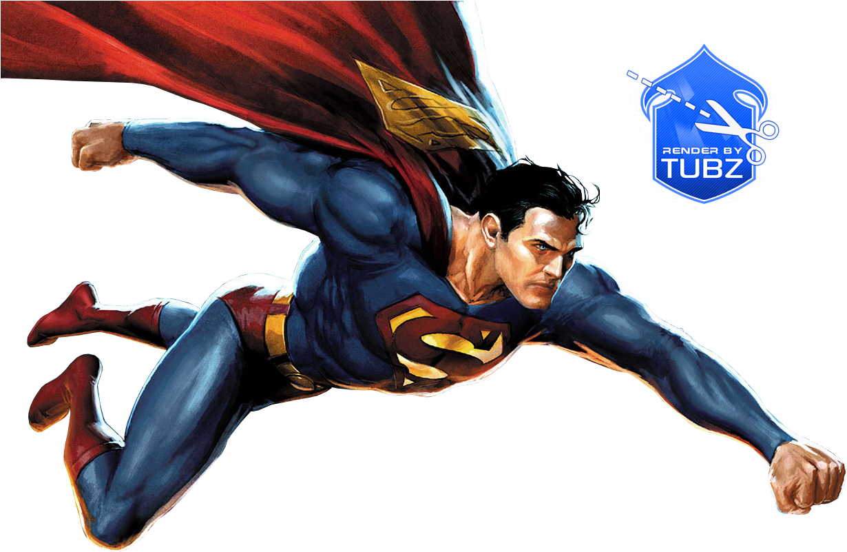 Flying Superman Illustration PNG Image