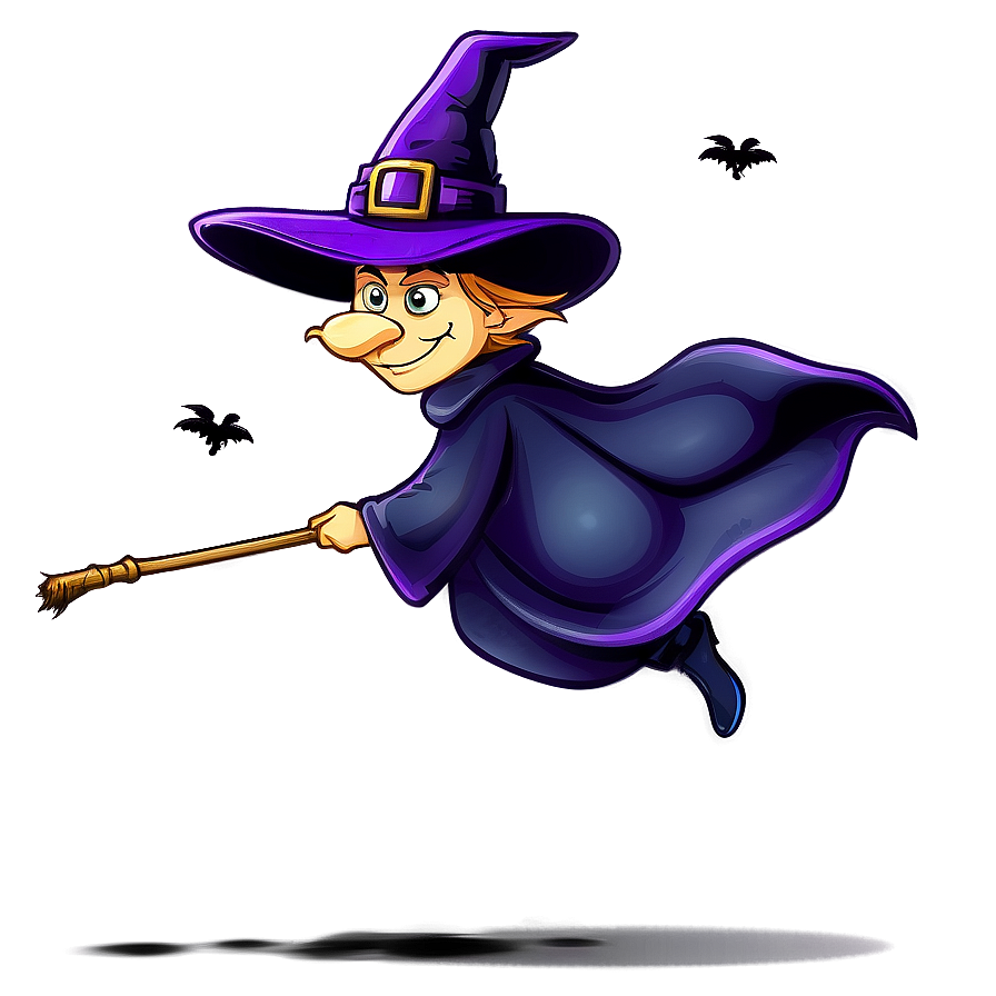 Flying Wizard On Broom Png 06112024 PNG Image