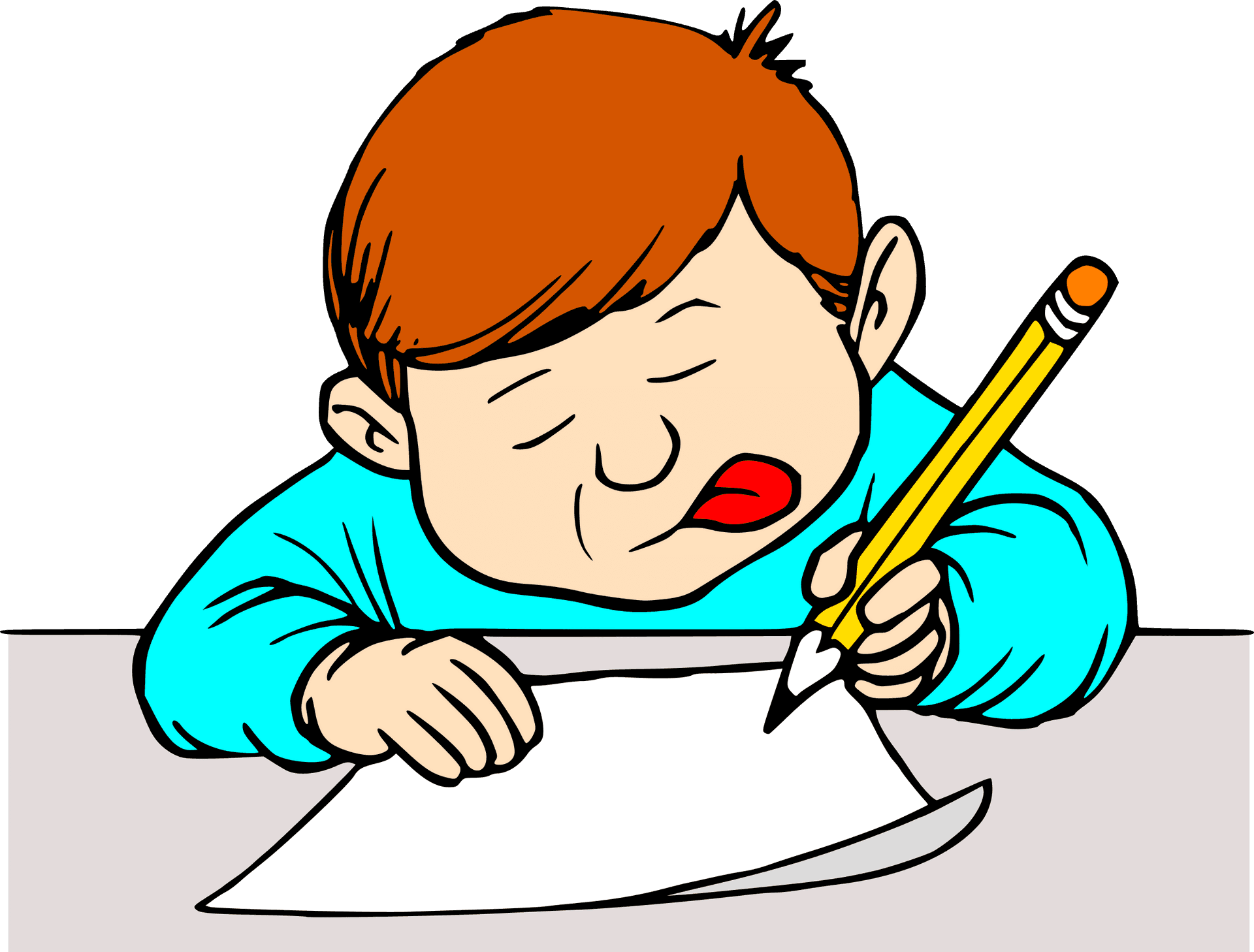 Focused Child Drawingwith Pencil PNG Image