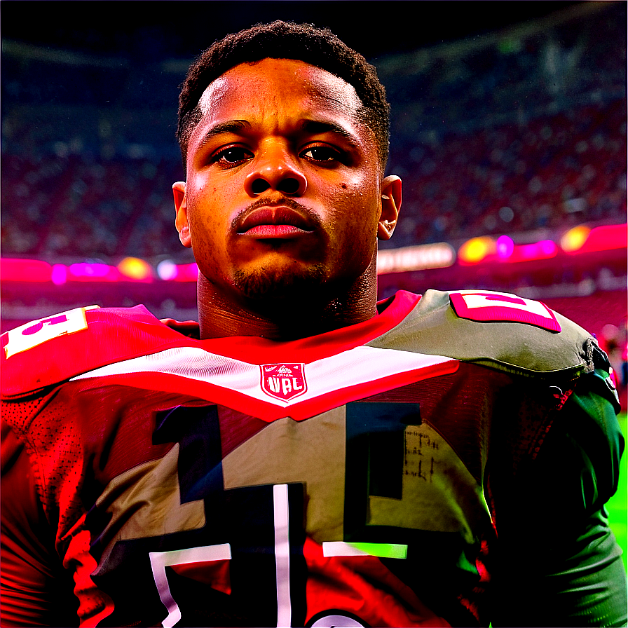 Focused Football Player Portrait PNG Image